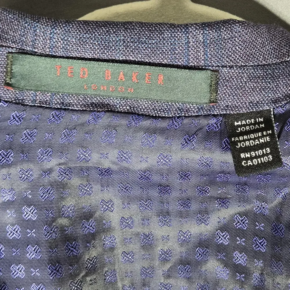 Ted Baker Blazer Mens 36R No Ordinary Joe JAKE Wool Plaid Sport Coat Blue Preppy